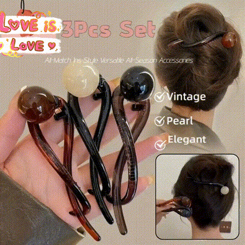 3Pcs Chic Elegant Pearl Hair Clips