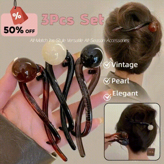 3pcs Minimalist Pearl Snap Claw Clips
